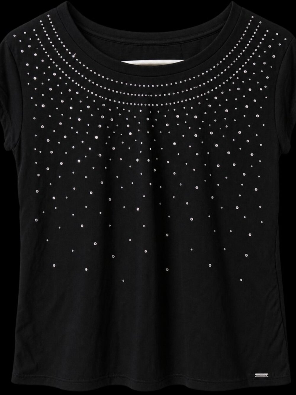 Calvin Klein Women’s XL Black Rhinestone Studded Short Sleeve Top